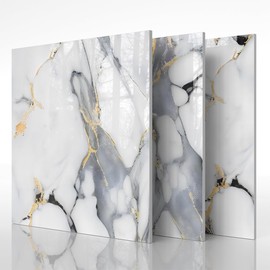 20-Pack Peel and Stick Backsplash Tiles – Glossy PVC Wall Panels, Gold Thread Shower Tiles, 12" x 12" (19.34 Sq. Ft.), Waterproof Self-Adhesive for Bathroom & Kitchen, Realistic Marble-Like Finish