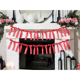 2 PCS Red Bow Garland Bows Decor Bow Banner Garland for Birthday Bridal Shower Bachelorette Baby Shower