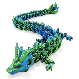 TEAONE Articulated Dragon, 3D Printed Dragon for Desktop Decor, Executive Desk Toy (30cm/11.81in, Laser Blue Green)