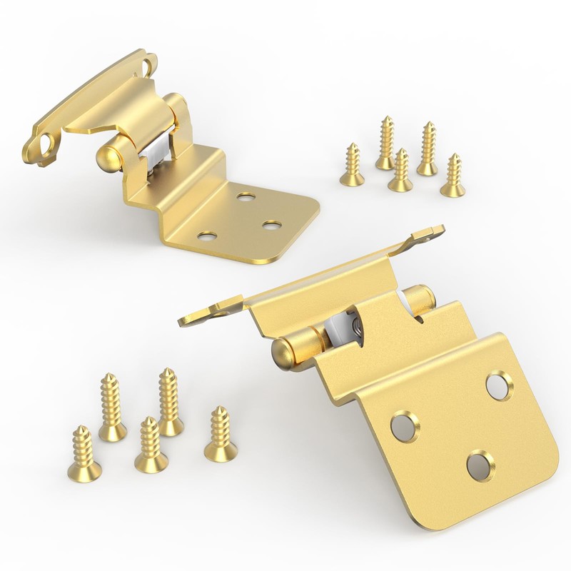 Chibery 10 Pack 3/8 inch Inset Gold Cabinet Hinges, Semi-Concealed