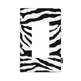 Pznen Zebra Single Rocker Switch Plate Animal Skin Texture Black and White Striped Wall Plate 1 Gang Standard Plug Cover for GFCI Outlet Home Decorative Office
