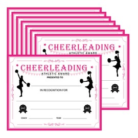 Pop Resin 8x10 Inches Cheerleading Certificates - 25 Pack - Pink - Achievement - Modern Design - Cheerleading Award Card