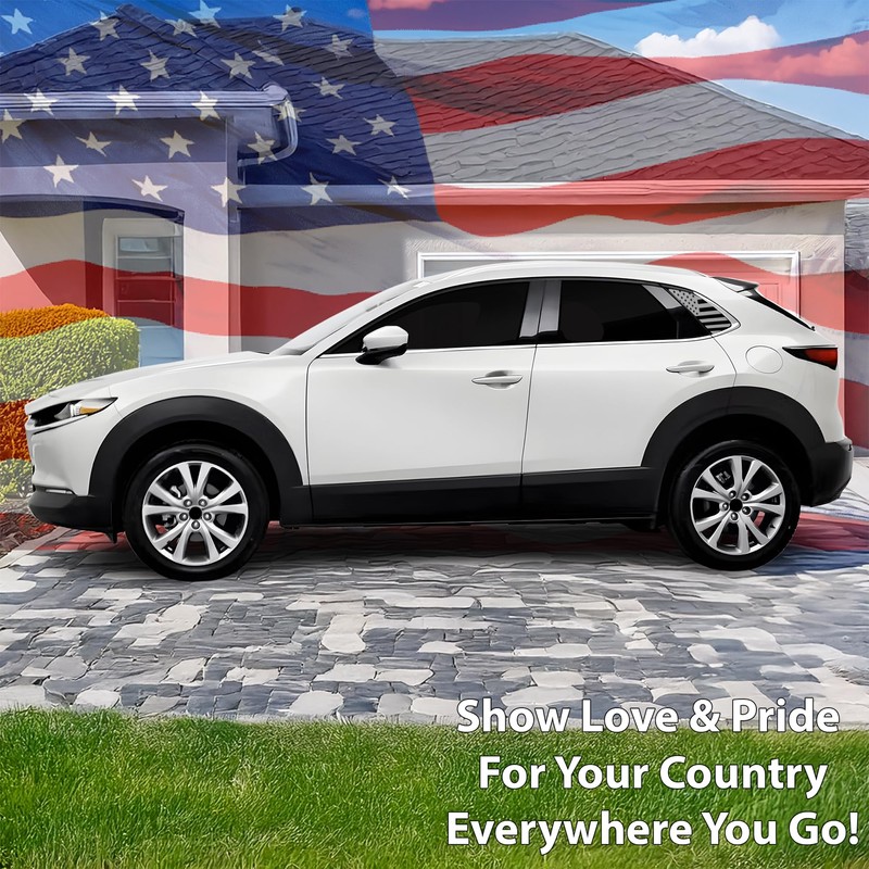 BOGAR TECH DESIGNS Precut Quarter Window American Flag Vinyl Decal