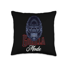 Gorilla Mode Silverback Workout Gym Lifting Animal Fitness Throw Pillow