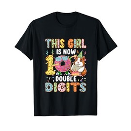 Girl Costume 10 Double Digits Funny 10th Birthday Guinea Pig T-Shirt