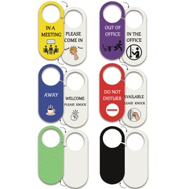 WSNIHO Office Door Hanger Sign, Do Not Disturb/In a Meeting/Away/Out of office/Welcome/Please Knock Sign- 6Pack Double Sided Office Door Tags