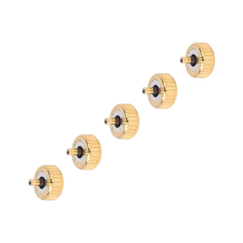 5 Pcs Professional Watch Crown Parts Gold Steel Wrist Watch