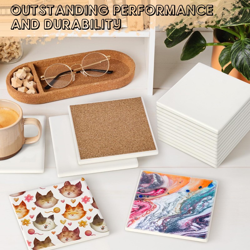Ceramic Tiles for Crafts, GOH DODD 48 Pack Unglazed Blank