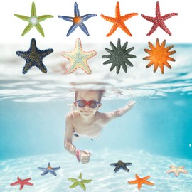 MYCreatoy 8 Pcs Diving Toys, Big Starfish Pool Diving Toys Underwater Swimming Toys Dive Trow Toy Beach Colorful Starfish Sea Animals Summer Toys for Kids and Adults