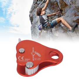 Climbing Rope Grab Self Locking Device - Aluminum Alloy 8-13mm Rope Grab Stopper for Climbing, Rappelling (Orange)