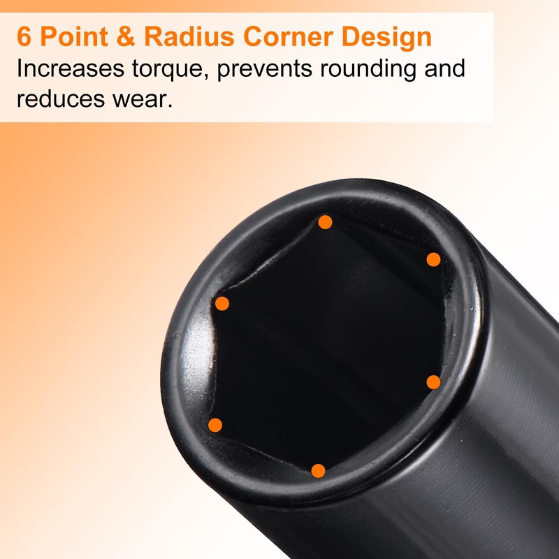 sourcing map Deep 6-Point Impact Socket 1/2" Drive 17mm Metric