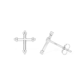 Heather Needham Silver Cross Earrings in Rhodium Plated Sterling Silver - 11mm Cross Stud Earrings - Guft Boxed 278