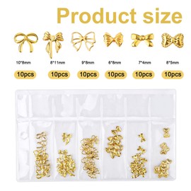 120pcs Nail Bows 6 Styles Metal Nail Pendants in Gold and Silver Delicate Bows for Nails Bow Jewelry for Nails Y2K Bow Nail Decorations for Women