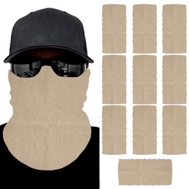 Neck Gaiter Bandana Face Cover Scarf Sun UV Protection Dust Wind Balaclava Headwear for Fishing Hiking 10 Pack (Tan 11)