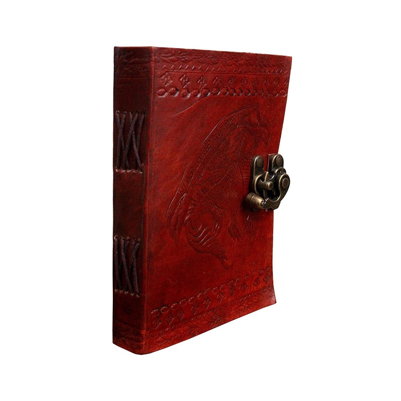 PotStar Dragron With One Lock Leather Diary , Handmade Journal