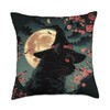 Spooky Black Cat with Witch Hat and Sakura Design Throw