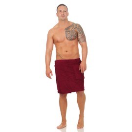 Class Home Collection Men's and Women's Terry Cotton Sauna Kilt with Velcro Fastener and Pocket, 50 x 136 cm