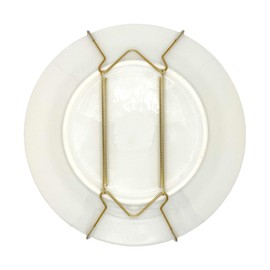 Rocky Mountain Goods Plate Hanger for Wall and Mounting Hardware - Fits Decorative Plates and Platters - Heavy Duty Polished Brass - Non Scratch Hooks - Includes Wall Mount Kit (5" - 8")