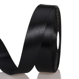 Satin Ribbon Black 20 mm Wide Ribbon 91 m Gift Ribbon Fabric Ribbon Satin Decorative Ribbon Silk Ribbon for Crafts, Gift Wrapping, Crafts, Birthday, Wedding, Christening, Christmas Decoration