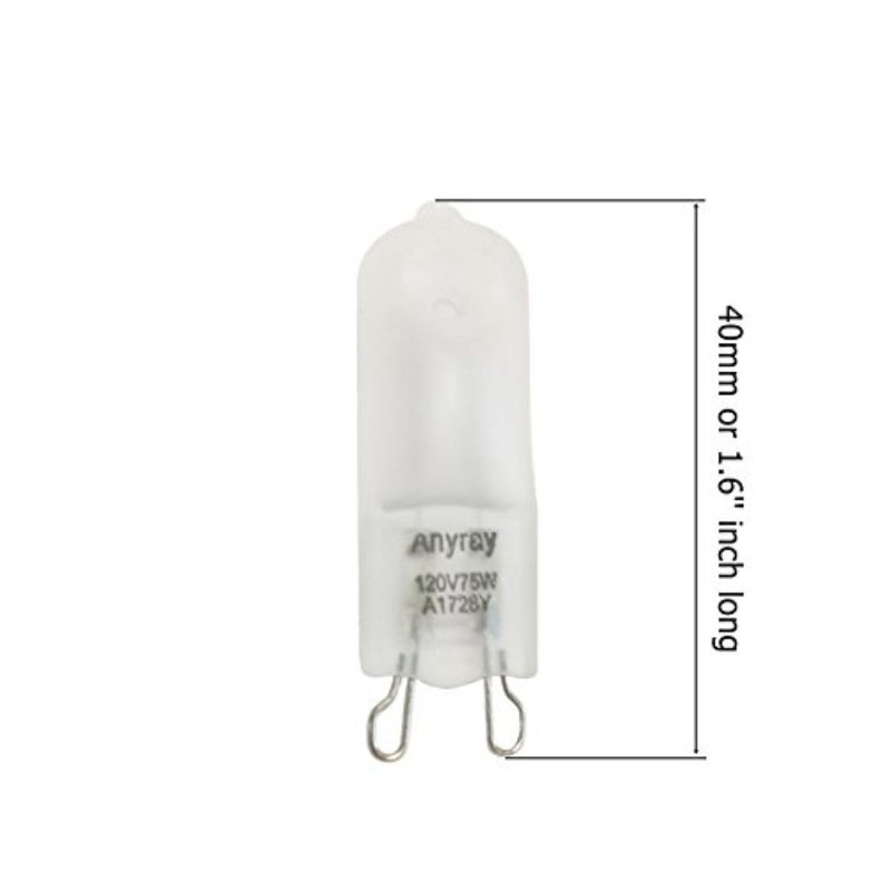 Anyray (2)-Bulbs Frosted Glass 75 Watt G9 T4 75W Bi-Pin
