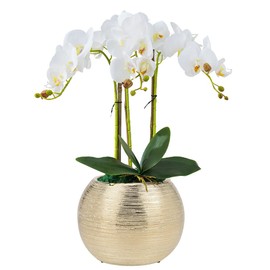 Decor Trends Gold Ceramic Flower Vase Home Decor Vase Centerpieces Vases Metallic Round Bowl Vases for Living Room,Bedroom,Kitchen,Countertop (Gold), Dia 7'' (21005-GD)