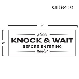 2pk Please Knock Sign for Door Sticker | Please Knock & Wait Before Entering Door Sign Decals, 5" x 2" (White)