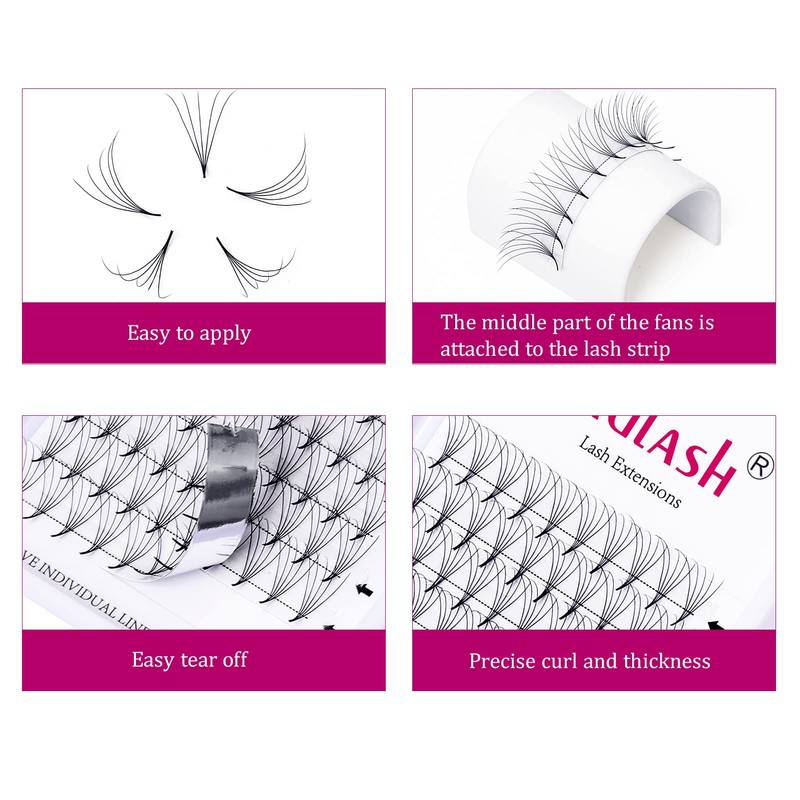 Volume Eyelashes, 5D, 0.07 mm, C curl, 11 mm, Volume