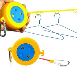 Portable Clothesline, 26 Feet Travel Clothesline, Retractable Camping Clothesline,Travel Hotel Camping 、Cruise Ship、 Backyard 、Outdoor/Indoor, with Windproof Hanging Hole(1 Piece)
