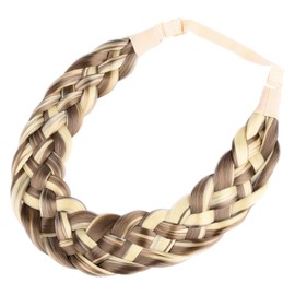 Gledola 5 Strands Synthetic Hair Braid Headband Hair Braided Headband for Women Girl (Light Highlighted)
