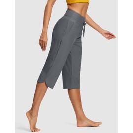 ISEEGZ Women's Swim Capris Pants High Waist Tummy Control Quick Dry UPF 50+ Long Board Shorts with Liner and Pockets
