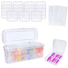 Press On Nail Orgnizer 15 PCS Clear Press On Nail Storage Boxes and 1 Big Storage box with 60 Pcs Adhesive Double Sided Tape Press On Nail Packaging Nail Display Box Fake Nail Organizer for Nail Salon