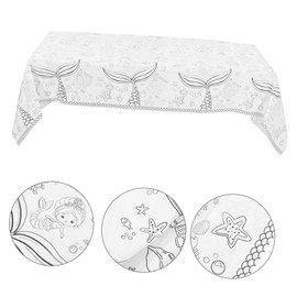 CORHAD Birthday Mermaid Theme Paper Tablecloth Boys and Girls Coloring Table Cover for Parties and Celebrations for Birthday Decorations and Events