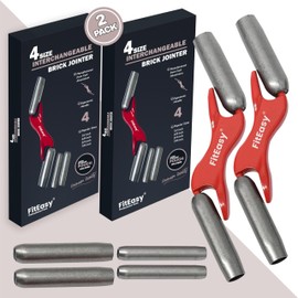 FitEasy® 4-Size Interchangeable Brick Jointer Steel Barrel Bricklaying Jointer 1/2" 5/8" 3/4" 7/8", Brick Jointer for Masonry, Hardened Steel Brick Jointer Tool for Bricklayers with Cloth Bag - 2 Pack