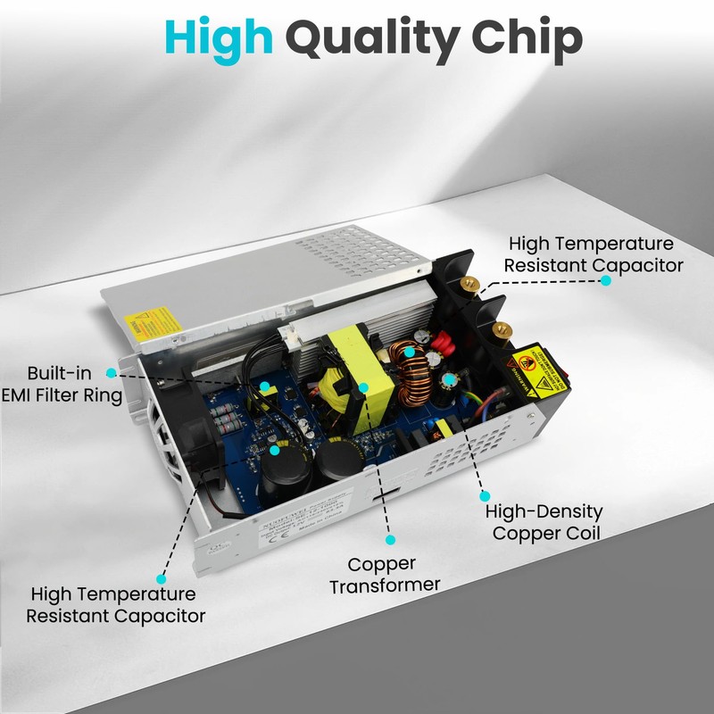 VIXKPIRR DC 12V 100A 1200W Power Supply, 110V AC to