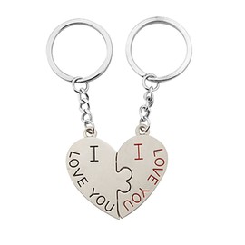 ODETOJOY 1 Paar Schlüsselanhänger aus Metall für Liebhaber Paar Schlüsselanhänger für Jungen und Mädchen, ich Liebe Dich Herz Puzzle Schlüsselanhänger für Sie und Ihn