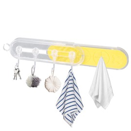 Naapesi 1 Pcs Suction Cup Hook - Plastic Kitchen Hook - No Drill - Reusable Suction - Retractable, Self Absorption Hooks for Bathroom Bedroom - Yellow