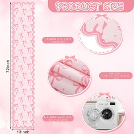 Windkream - Camino de mesa con lazo rosa de 72 pulgadas, tela de corazón festoneado, coqueta, decoración de comedor para cumpleaños, baby shower, fiesta de San Valentín, decoración del hogar (Bow B)