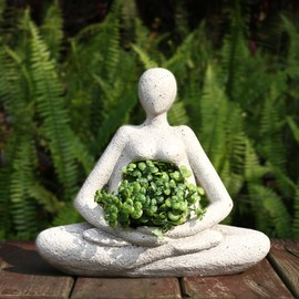 Aclema Planters for Outdoor Indoor Plants Succulent Planter Plant Flower Pots Unique Head Face Garden Vase with Drainage Hole Woman Yoga