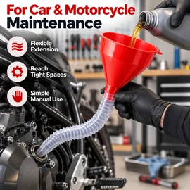 Long Pipe Refueling Funnel for Car & Motorcycle – Telescopic Detachable Hose Extension for Gasoline, Oil & Engine Filling