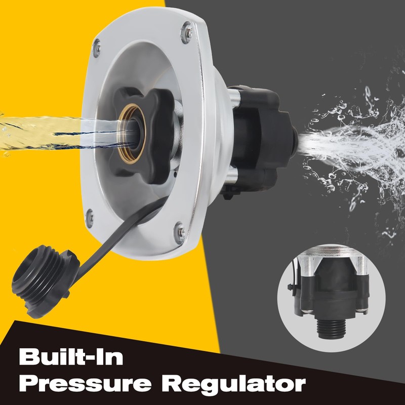 RV City Water Inlet with Pressure Reducing Valve,Chrome Water Fill