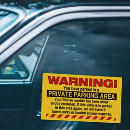 KORTTITALO 50 Parking Violation Stickers With YYou Have Parked in a Private Parking Area, No Parking Stickers, Hard To Remove Tickets for Car Window, (5"" X 9"" Yellow), WCS0165