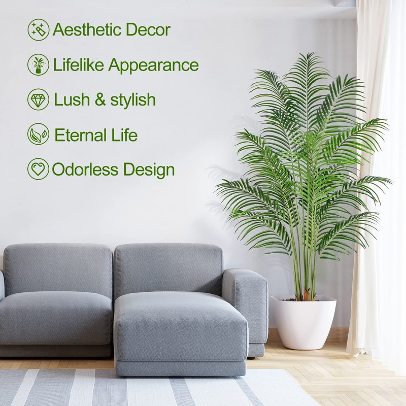 Keeplush 6ft Tall Fake Palm Tree with 18 Trunks and