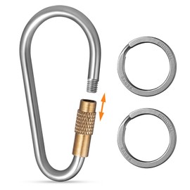 TIMULTI Titanium Keychain, Small, Carabiner, Locking Function, Lost Prevention, Men's, Lightweight, Key Clip, Key Ring Included (Gray x 1 Piece)
