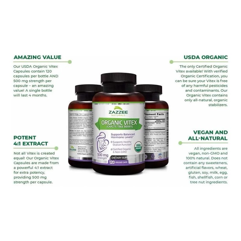 Baya Orgánica Vitex 120caps Balance Hormonal 500mg Hecho E.u Sabor