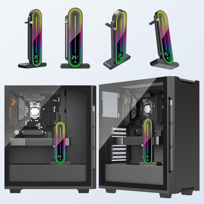 GPERHUAN ARGB GPU Support Bracket, Universal GPU Bracket with Temperature