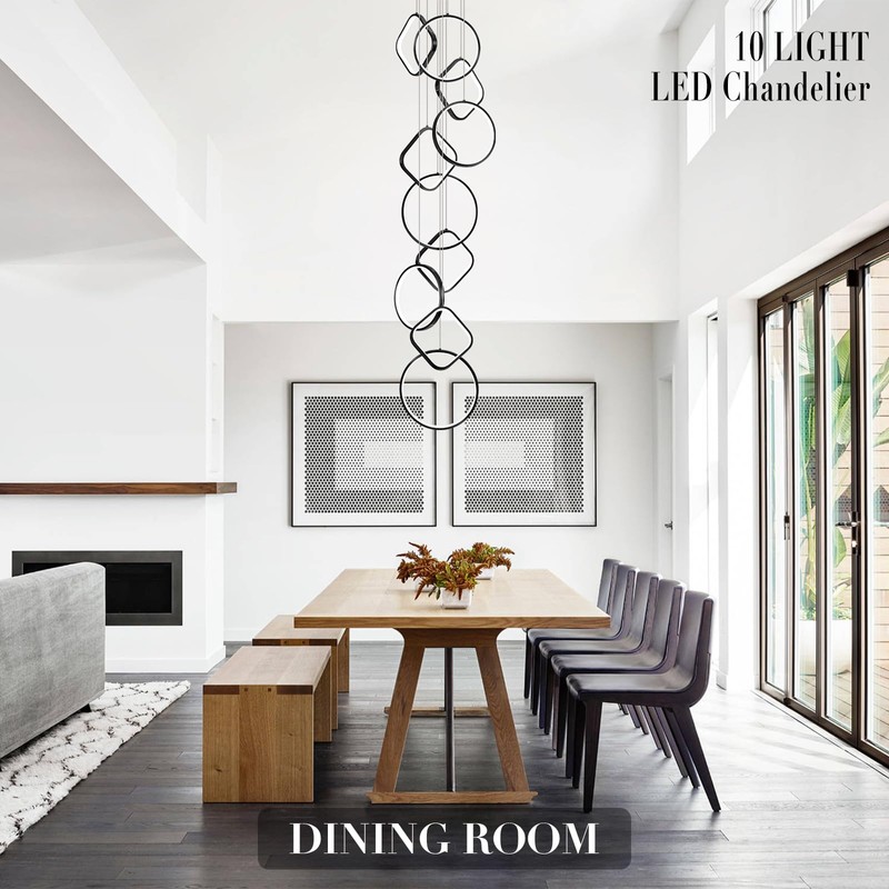 AIRYPHANT Modern LED Chandelier High Ceiling Staircase Chandeliers Foyer Lighting