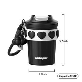 [Sidagar] 12.8oz Iced Coffee Tumbler – 316L Stainless Steel | Long-Lasting Cold Retention | Heart Silicone Sleeve | Portable, Car-Friendly Travel Cup | Cute & Reusable for Summer Commute or Outdoors dealsforyoudays:_Black