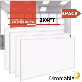 WYZM 4 Pack LED Panel Light 2x4, 2x4 FT LED Panel Lights 75 Watts (250W Equivalent.)