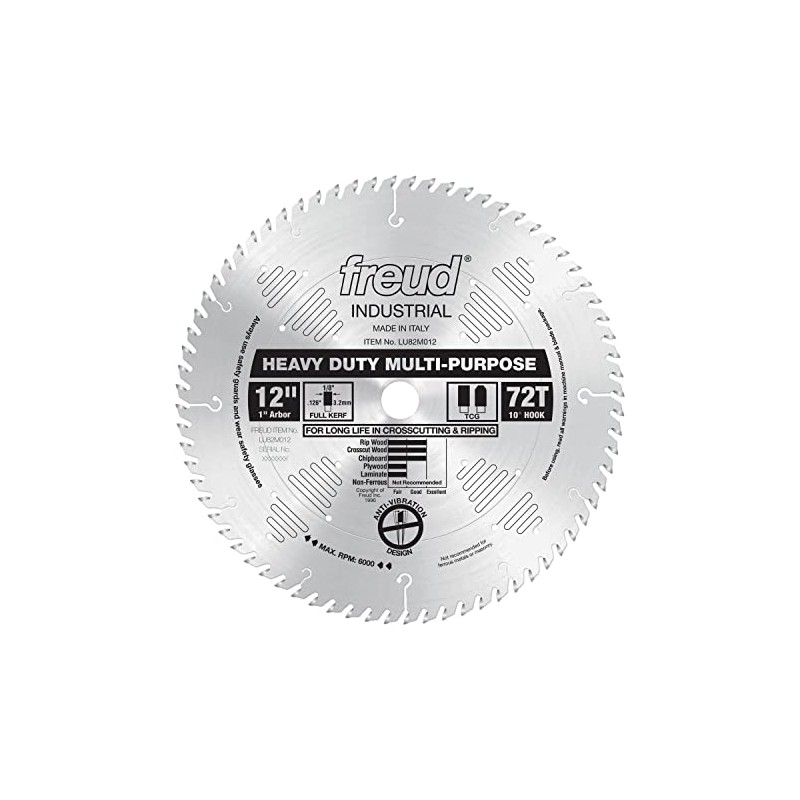 Freud LU82M012: 12" x 72T Heavy Duty Multi-Purpose Blade