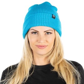 Waffle Knit Winter Beanie Hats for Men - Teal